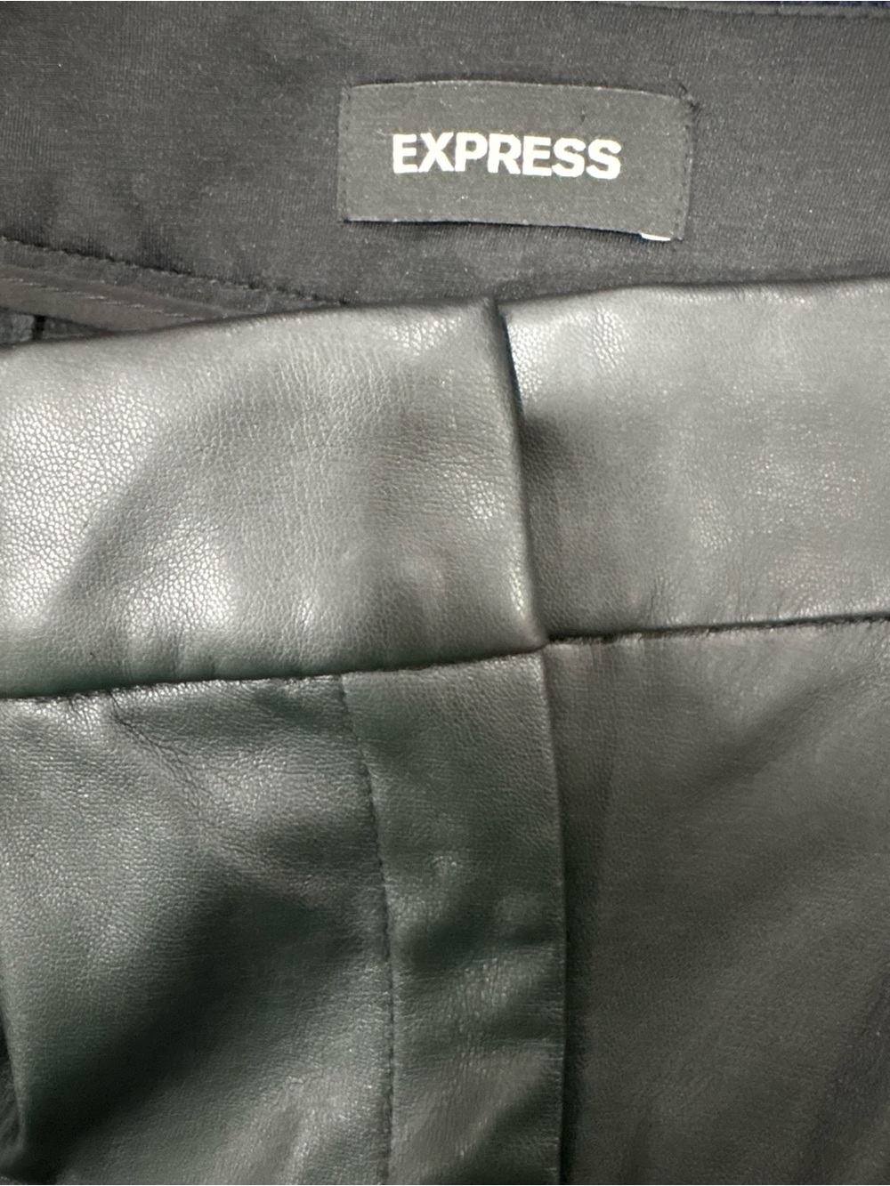 Express Black Faux Leather High-Rise Pleated Trousers - Picture 11 of 11